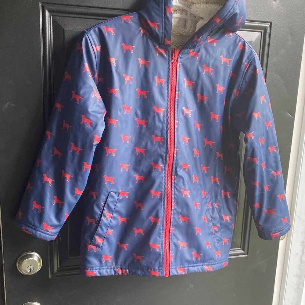 Hatley Navy Raincoat with Red Dog Print